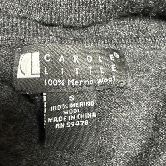 Vintage Y2K Carole Little Gray 100% Merino Wool Sweater Top Size Small Cowl Neck - Picture 5 of 6